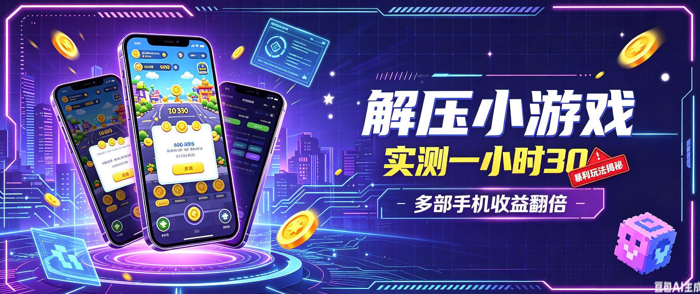 小游戏全流程玩法,实测一小时搞30,简单无脑解压,当天做当天就能看到进账,直接冲就行【揭秘】-轻创终点站
