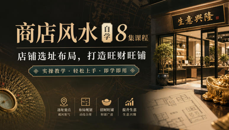商店风水自学8集课程｜店铺选址布局，打造旺财旺铺实操教学-轻创终点站