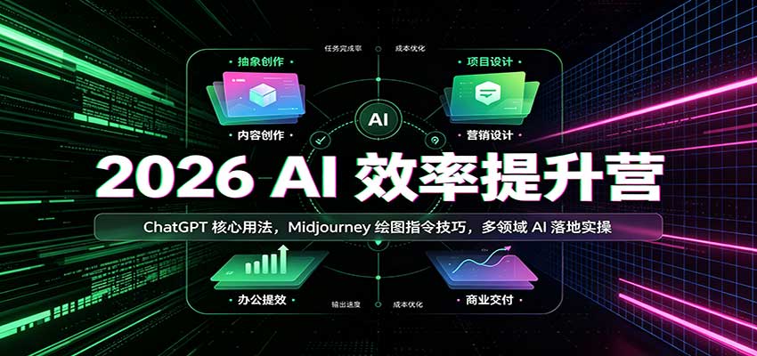 2026 AI效率提升营：ChatGPT核心用法，Midjourney绘图指令技巧，多领域AI落地实操-轻创终点站