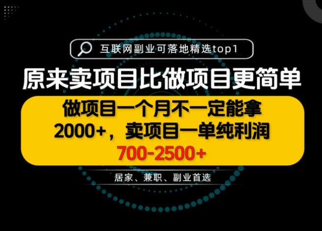 一单利润700-2.5K+，为什么我们要卖项目而不是做项目，我们普通人应该怎样开始？【揭秘】-轻创终点站