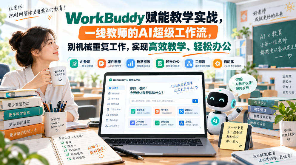 WorkBuddy赋能教学实战，一线教师的AI超级工作流，别机械重复工作，实现高效教学、轻松办公-轻创终点站