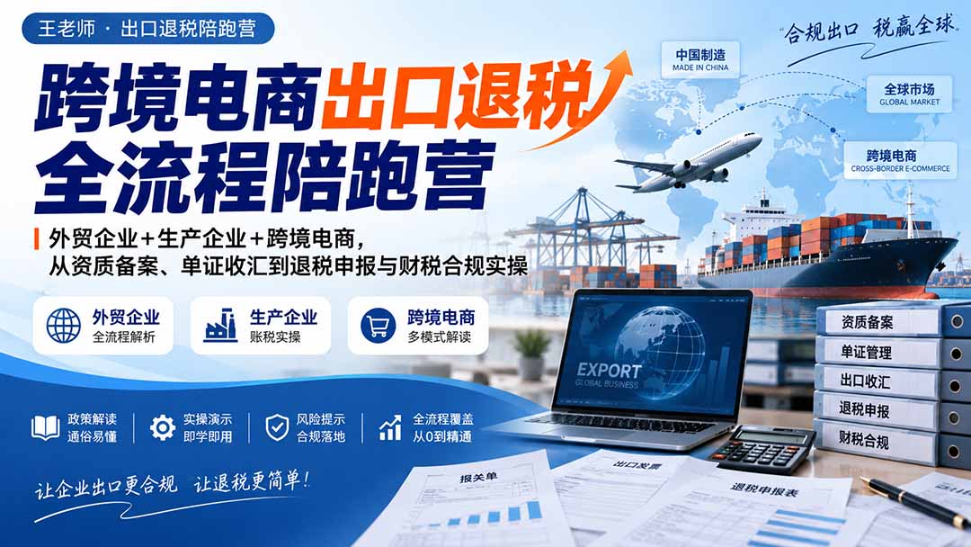 跨境电商出口退税全流程陪跑营｜外贸企业+生产企业+跨境电商，从资质备案、单证收汇到退税申报与财税合规实操-轻创终点站