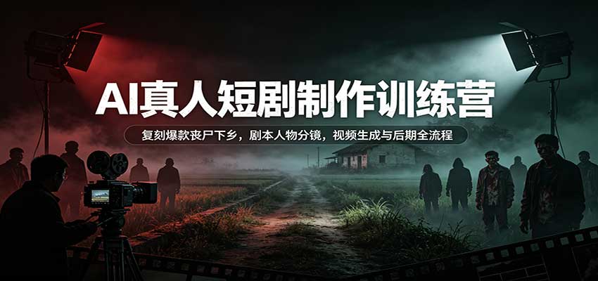AI真人短剧制作训练营：复刻爆款丧尸下乡，剧本人物分镜，视频生成与后期全流程-轻创终点站