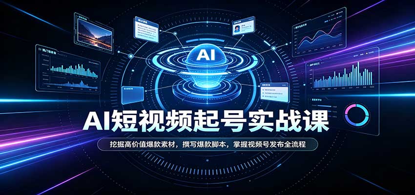 短视频AI起号实战课：挖掘高价值爆款素材，撰写爆款脚本，掌握视频号发布全流程-轻创终点站